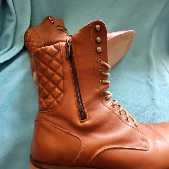 Men\'s Quilted Brown Leather Boots with Side Zipper main image 4
